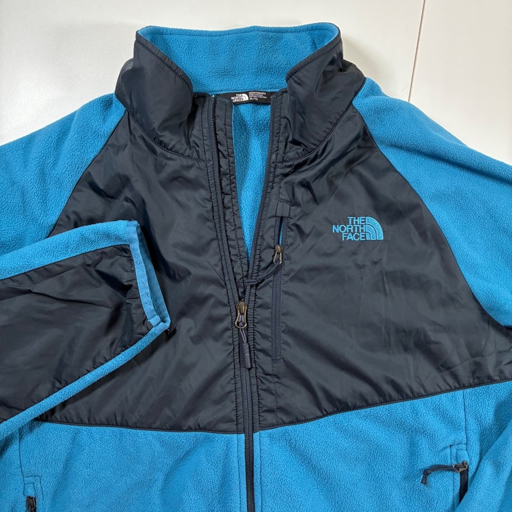 North Face Denali Jacket XL Blue Black Fleece Hiking Full Zip Soft Shell